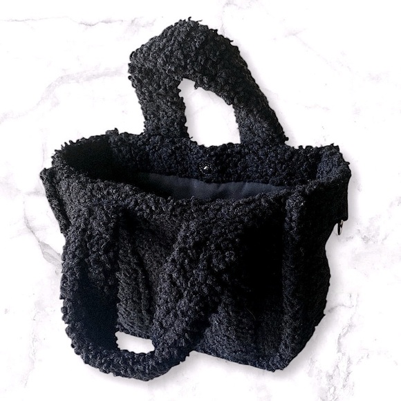 SHERPA MINI BUCKET CROSSBODY BAG Black 9x7x4” Shoulder Strap Goth Dark Lolita - Picture 3 of 7